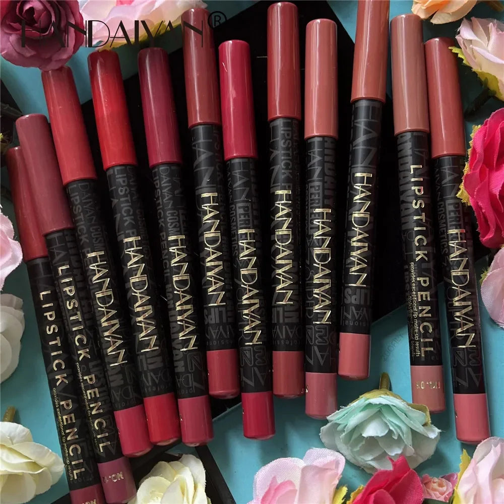 12 Colors Lip Liner Waterproof Matte Lipstick Pencil Contour Lip Makeup Sexy Red Long Lasting Moisturizer Lipliner Cosmetics