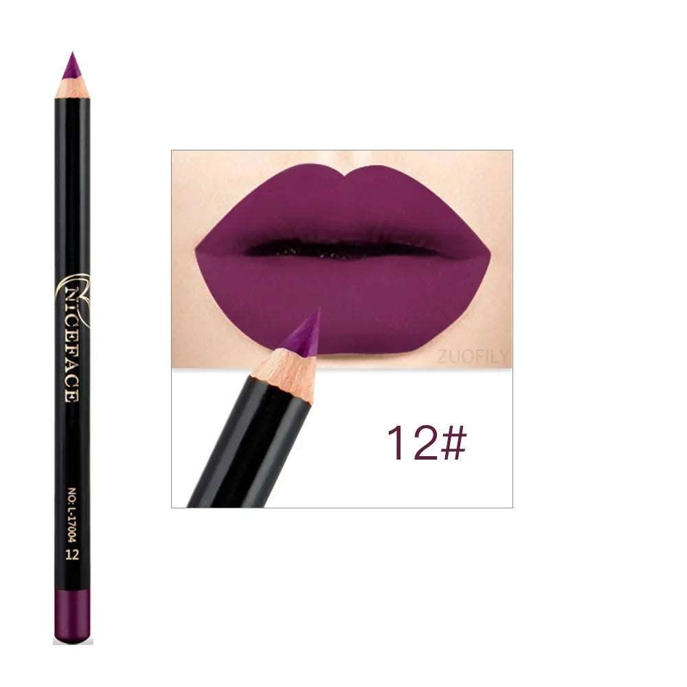 12 Colors Lip Liner Waterproof Matte Lipstick Pencil Contour Lip Makeup Sexy Red Long Lasting Moisturizer Lipliner Cosmetics