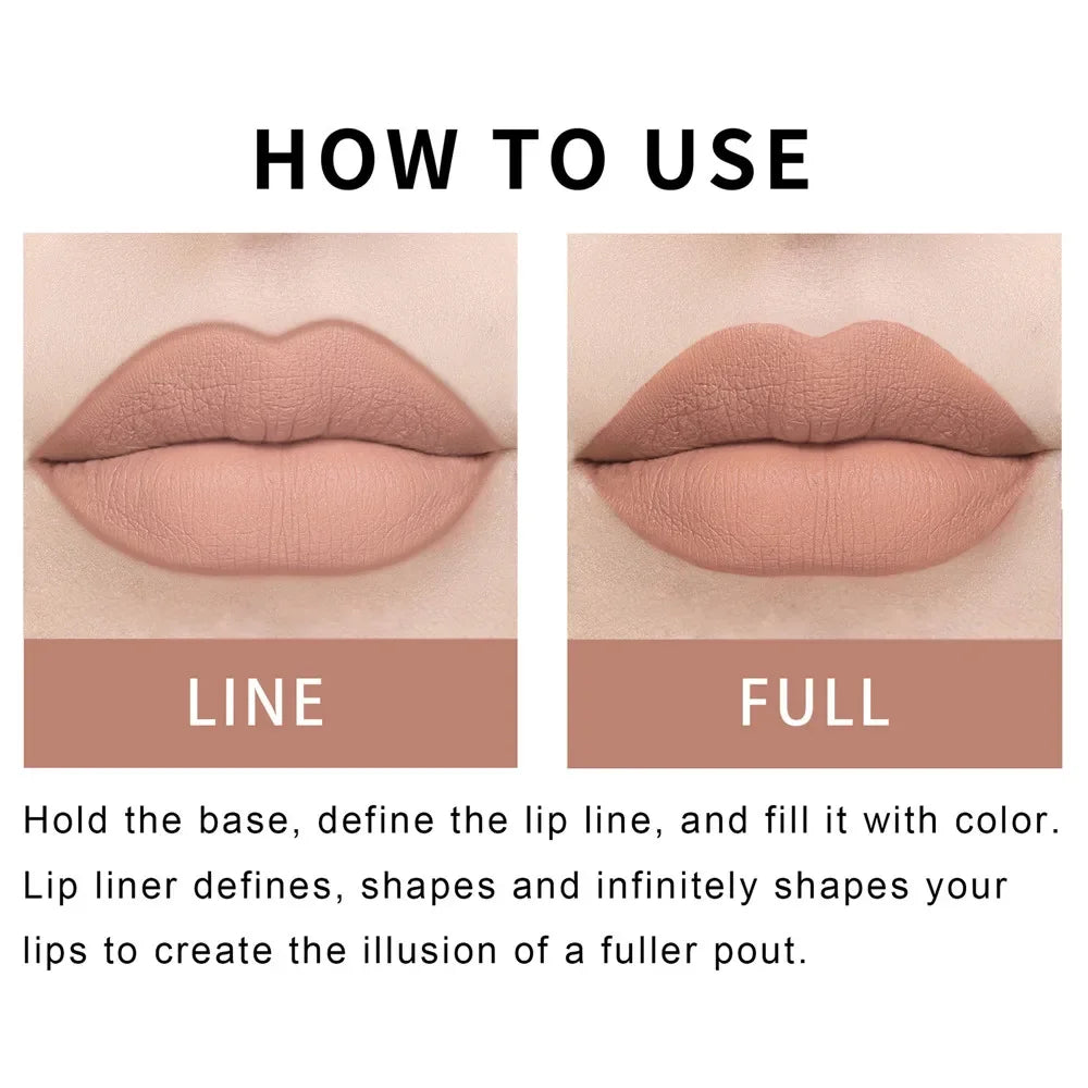 12 Colors Lip Liner Waterproof Matte Lipstick Pencil Contour Lip Makeup Sexy Red Long Lasting Moisturizer Lipliner Cosmetics